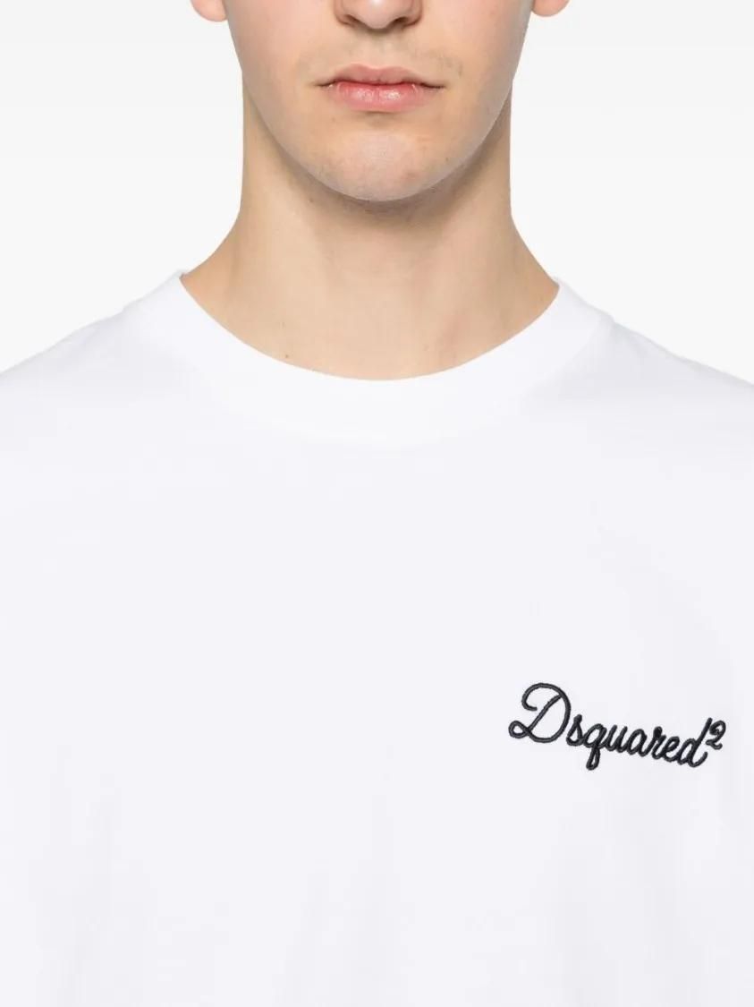 Minimalistisches weißes Baumwoll-T-Shirt mit Logo