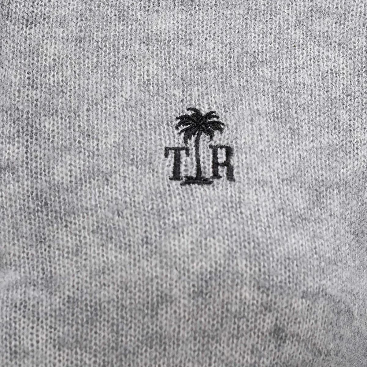 Graues Strick-Poloshirt mit Reißverschluss