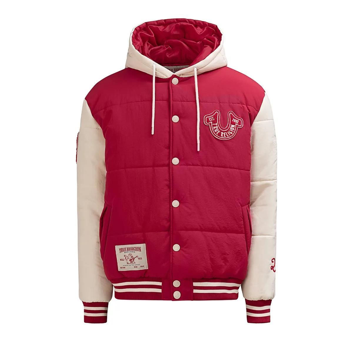 Zweifarbige Collegejacke mit Kapuze