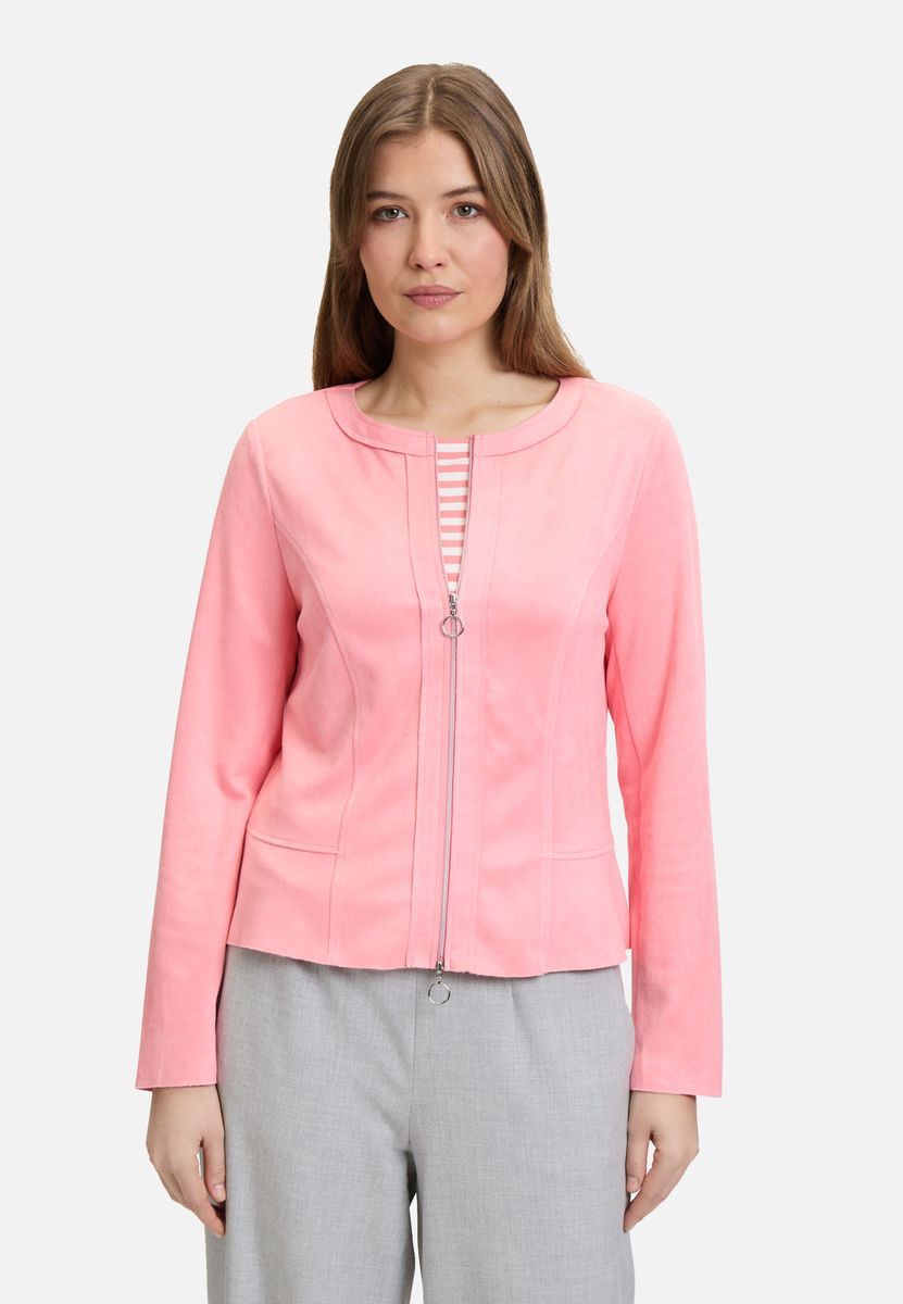 Taillierte Jacke aus Wildlederimitat mit Reißverschluss