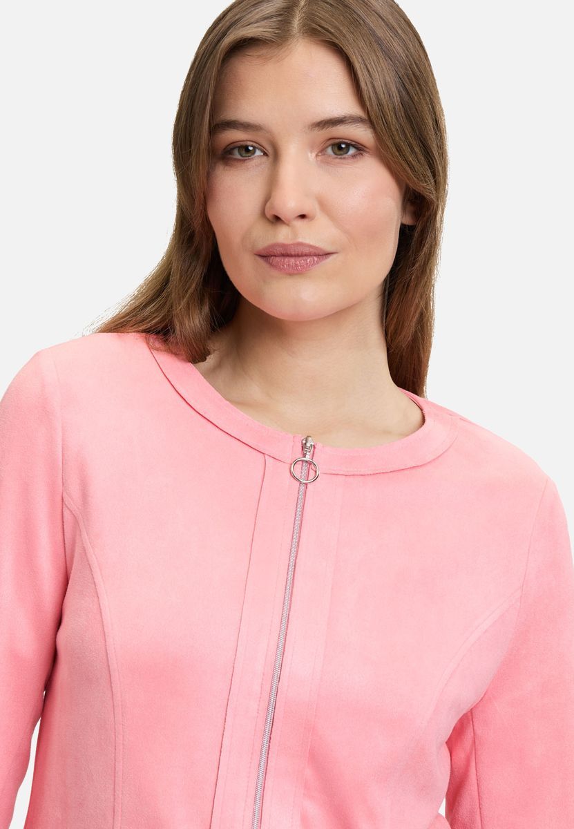 Taillierte Jacke aus Wildlederimitat mit Reißverschluss