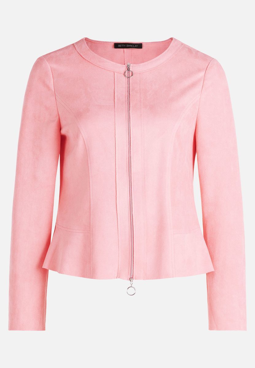 Taillierte Jacke aus Wildlederimitat mit Reißverschluss