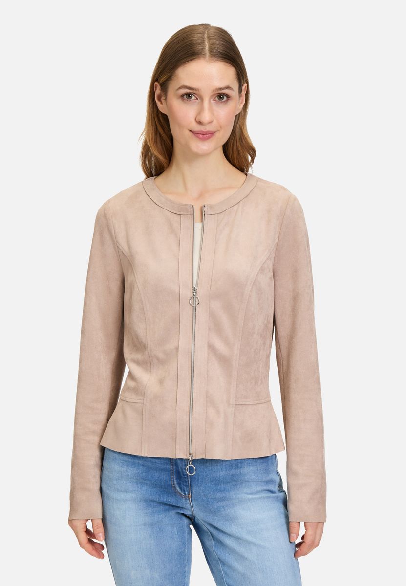 Taillierte Jacke aus Wildlederimitat mit Reißverschluss