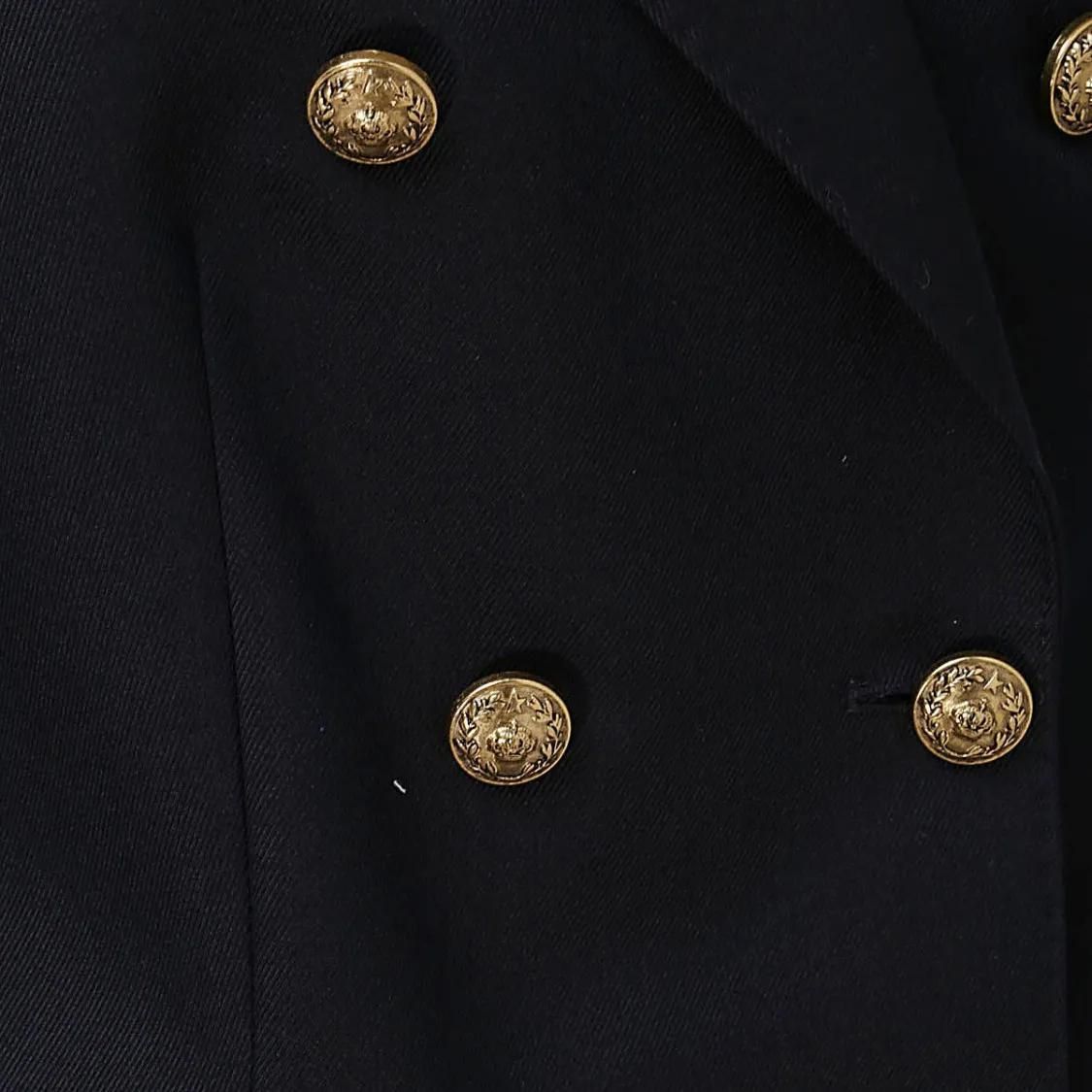 Marineblauer zweireihiger Blazer mit Aufnäher