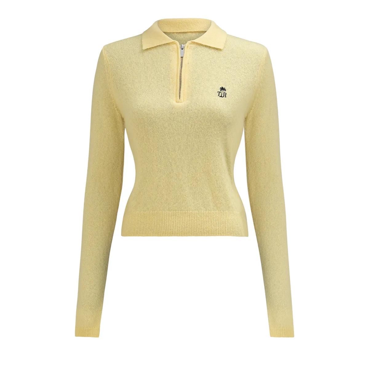 Klassisches Strick-Poloshirt mit Reißverschluss