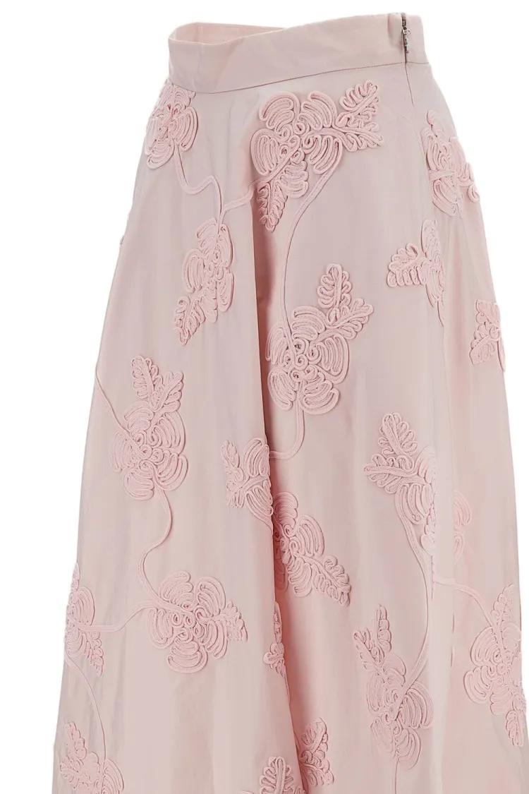 A-Linien Midirock mit floralen Applikationen