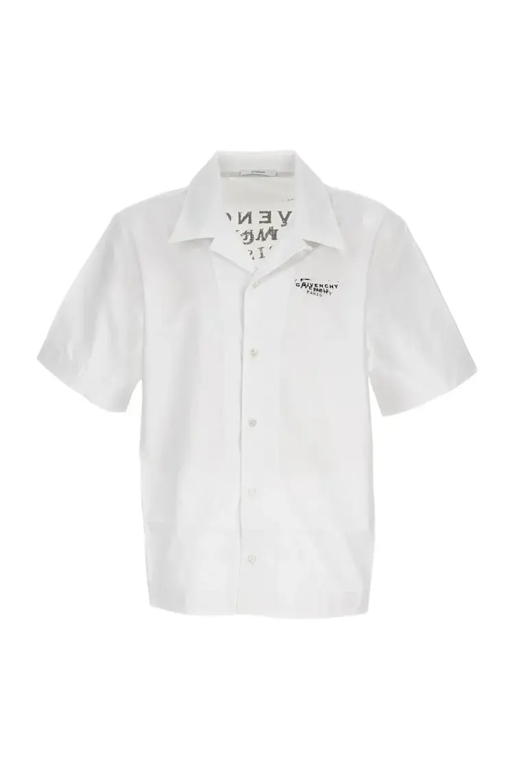 Weißes kurzärmeliges Bowlinghemd