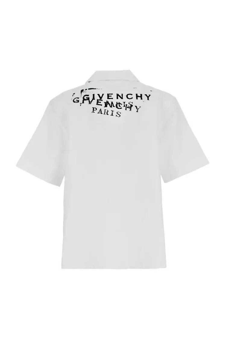 Weißes kurzärmeliges Bowlinghemd