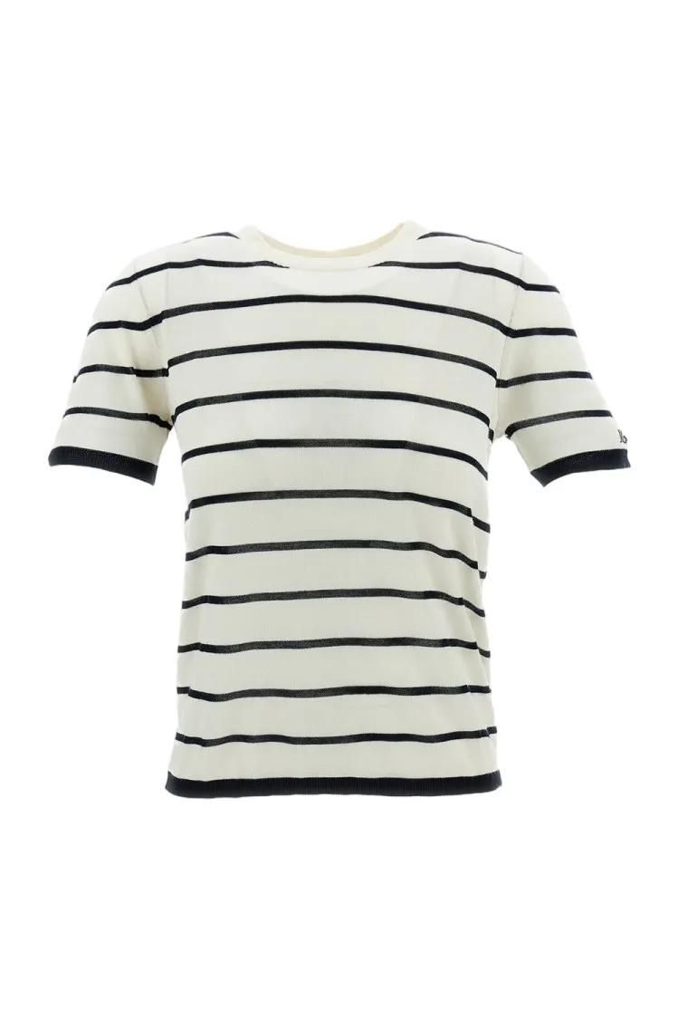 Gestreiftes T-Shirt aus Kaschmir-Seidenmischung