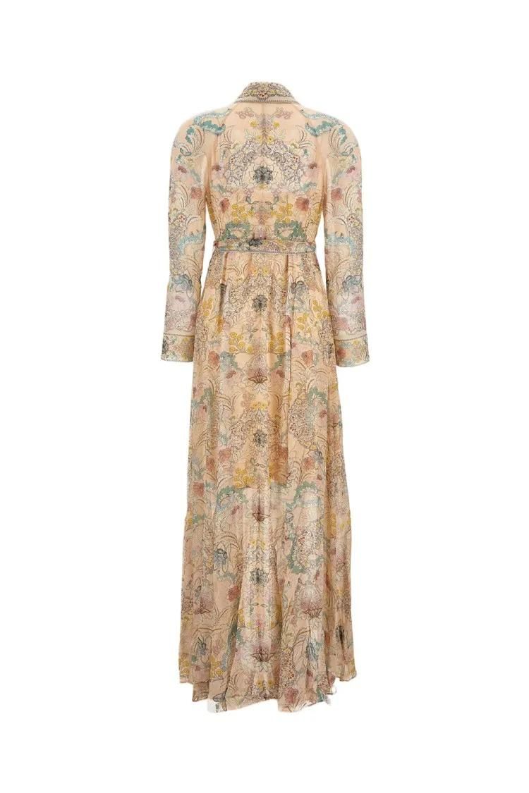 Maxikleid mit Blumenmuster und Hemdkragen