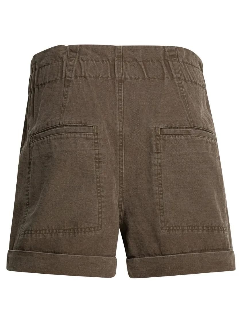 Locker geschnittene High-Waist Baumwoll-Leinen Shorts