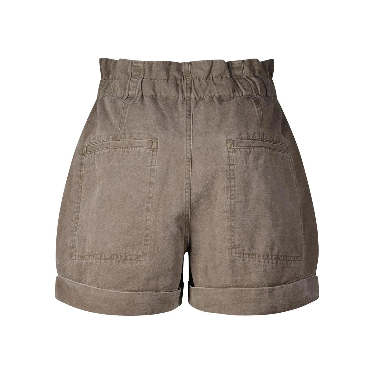 Locker geschnittene High-Waist Baumwoll-Leinen Shorts