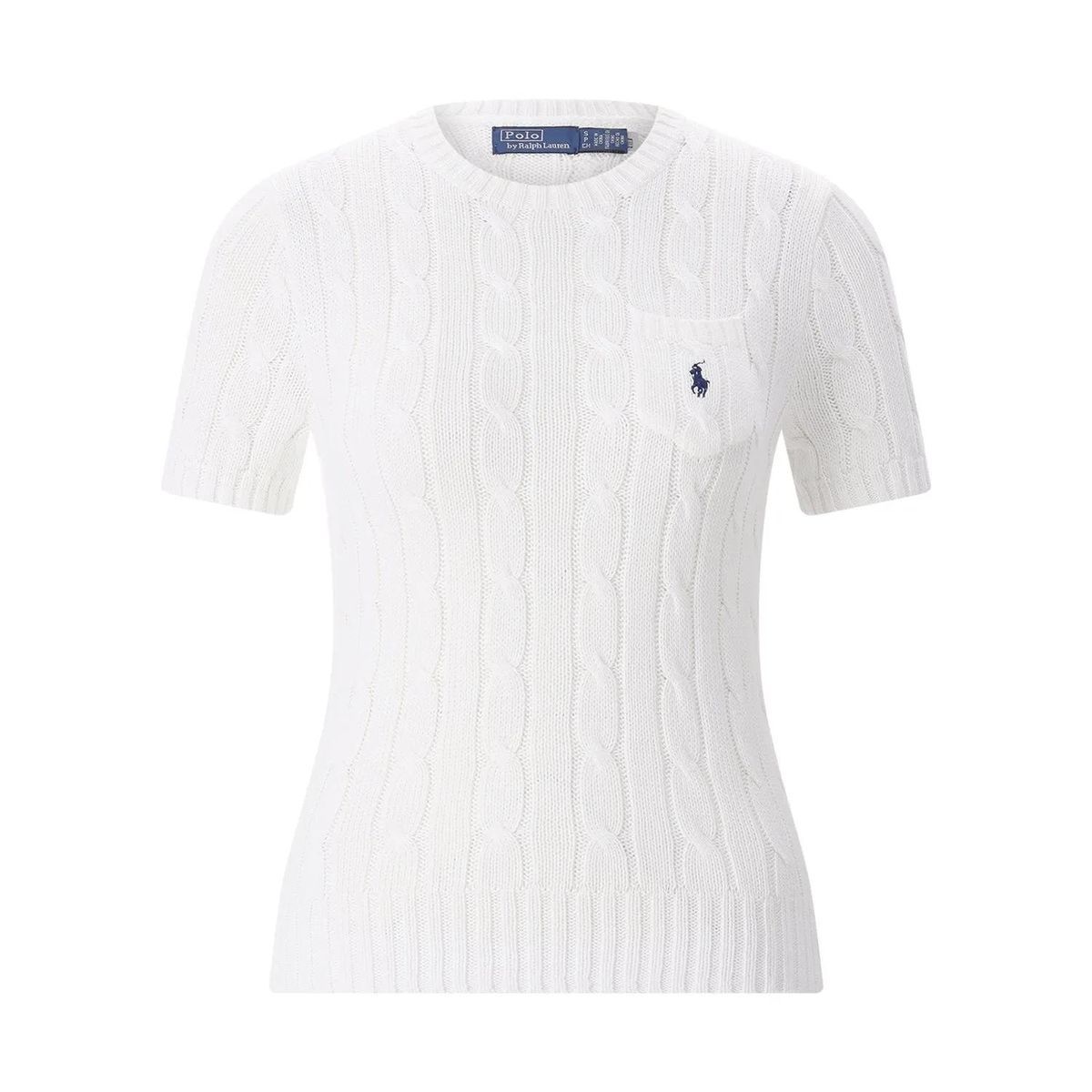 Zopfstrickpullover mit kurzen Ärmeln