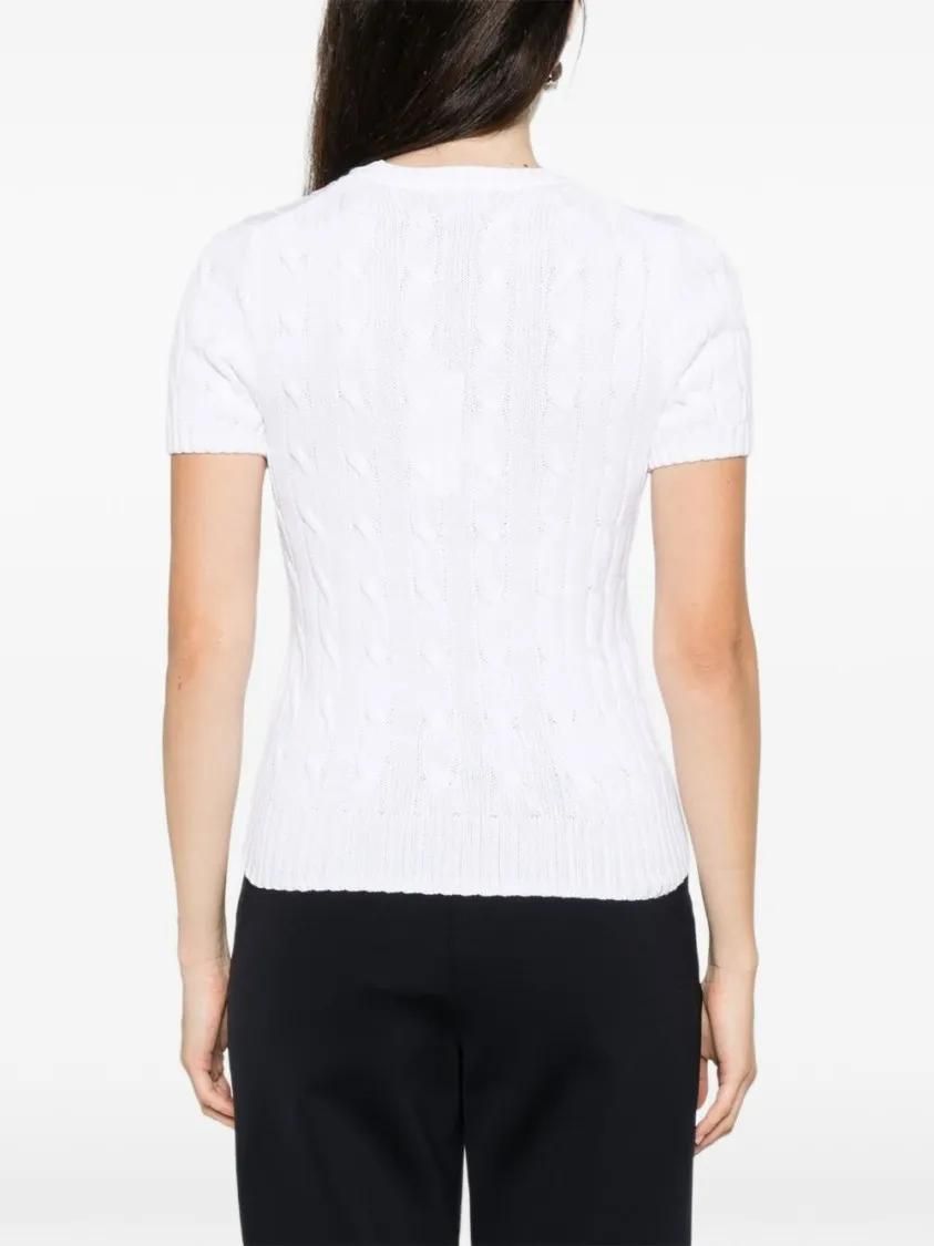 Zopfstrickpullover mit kurzen Ärmeln