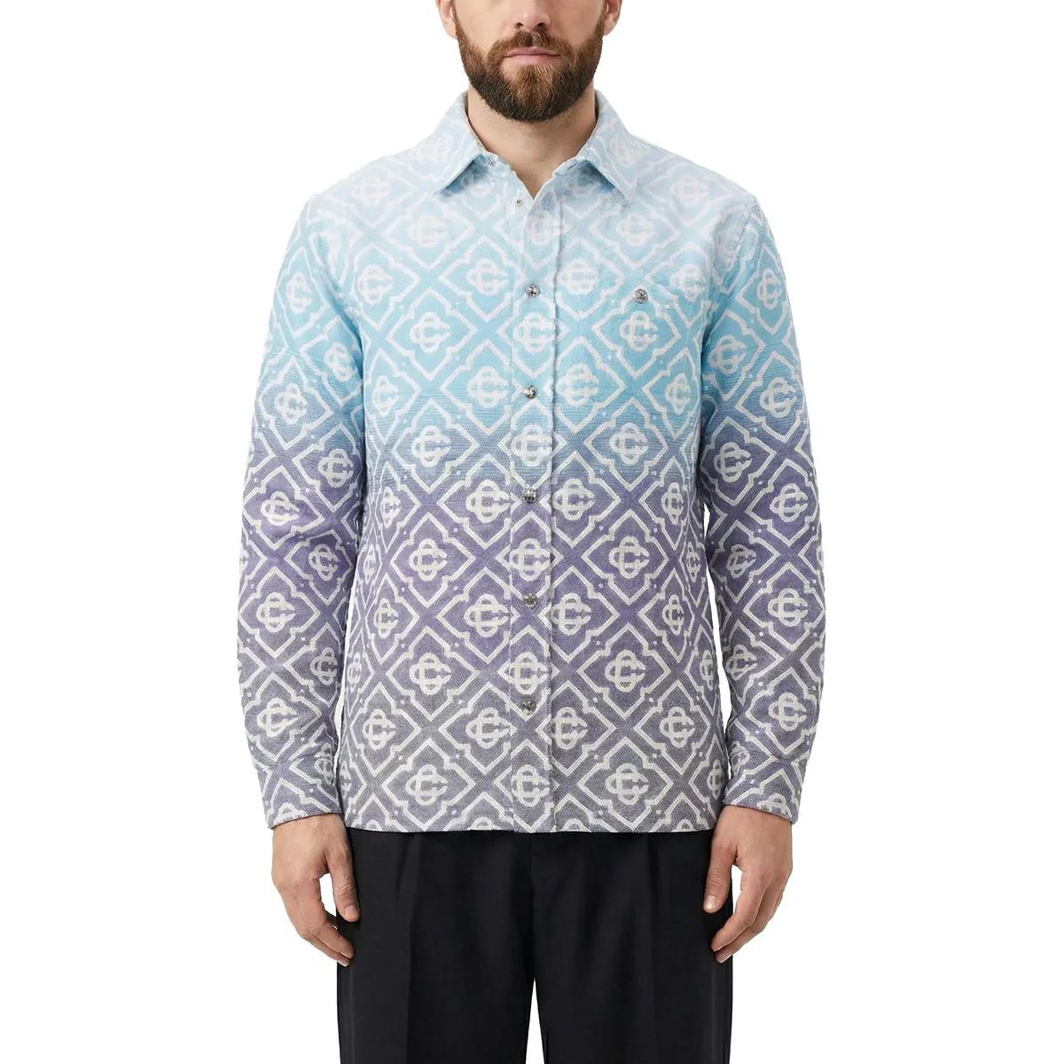 Geometrische Farbverlauf Jacquard Hemdjacke