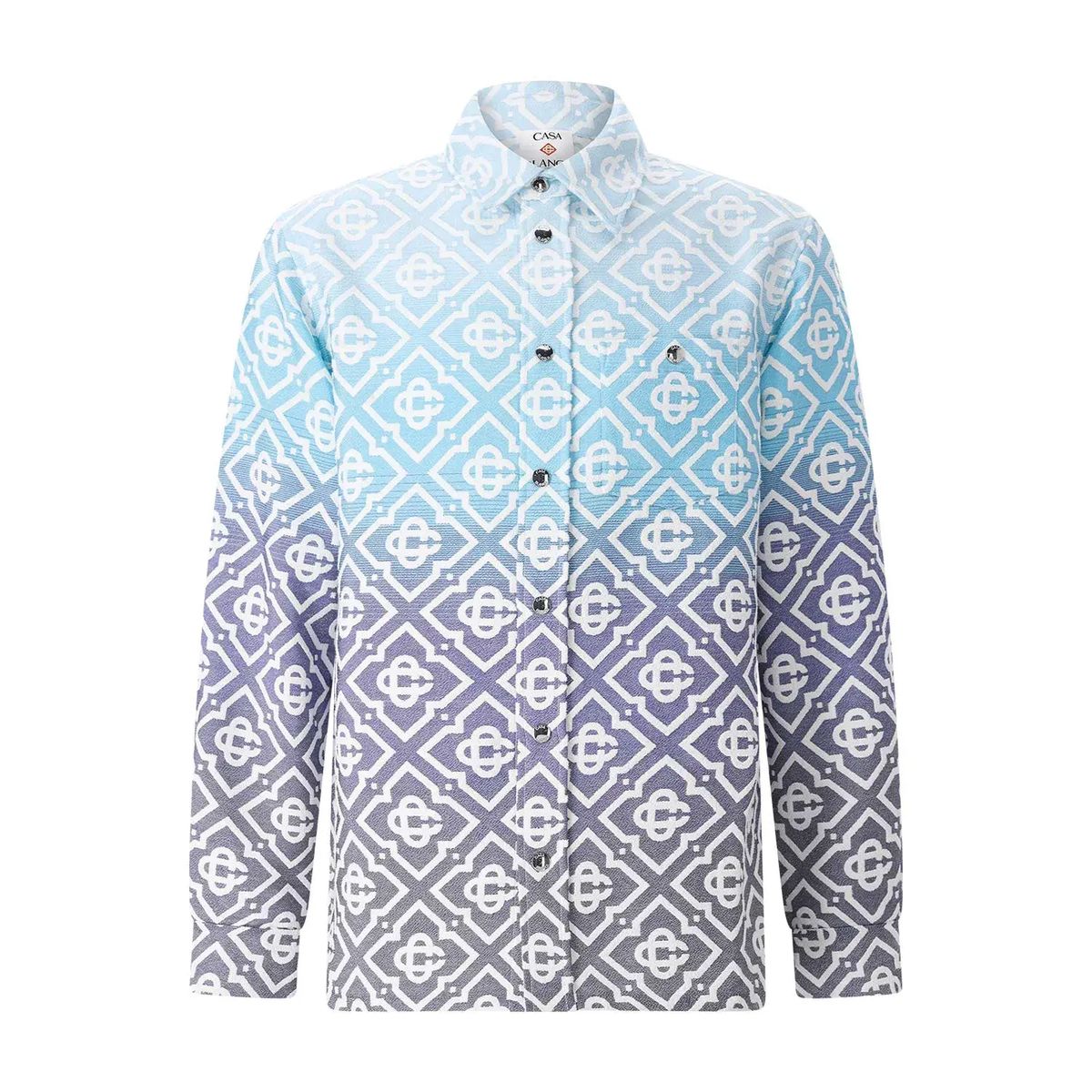 Geometrische Farbverlauf Jacquard Hemdjacke