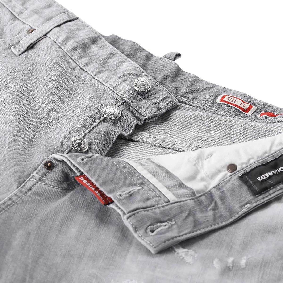 Hellgraue Slim Jeans im Used-Look