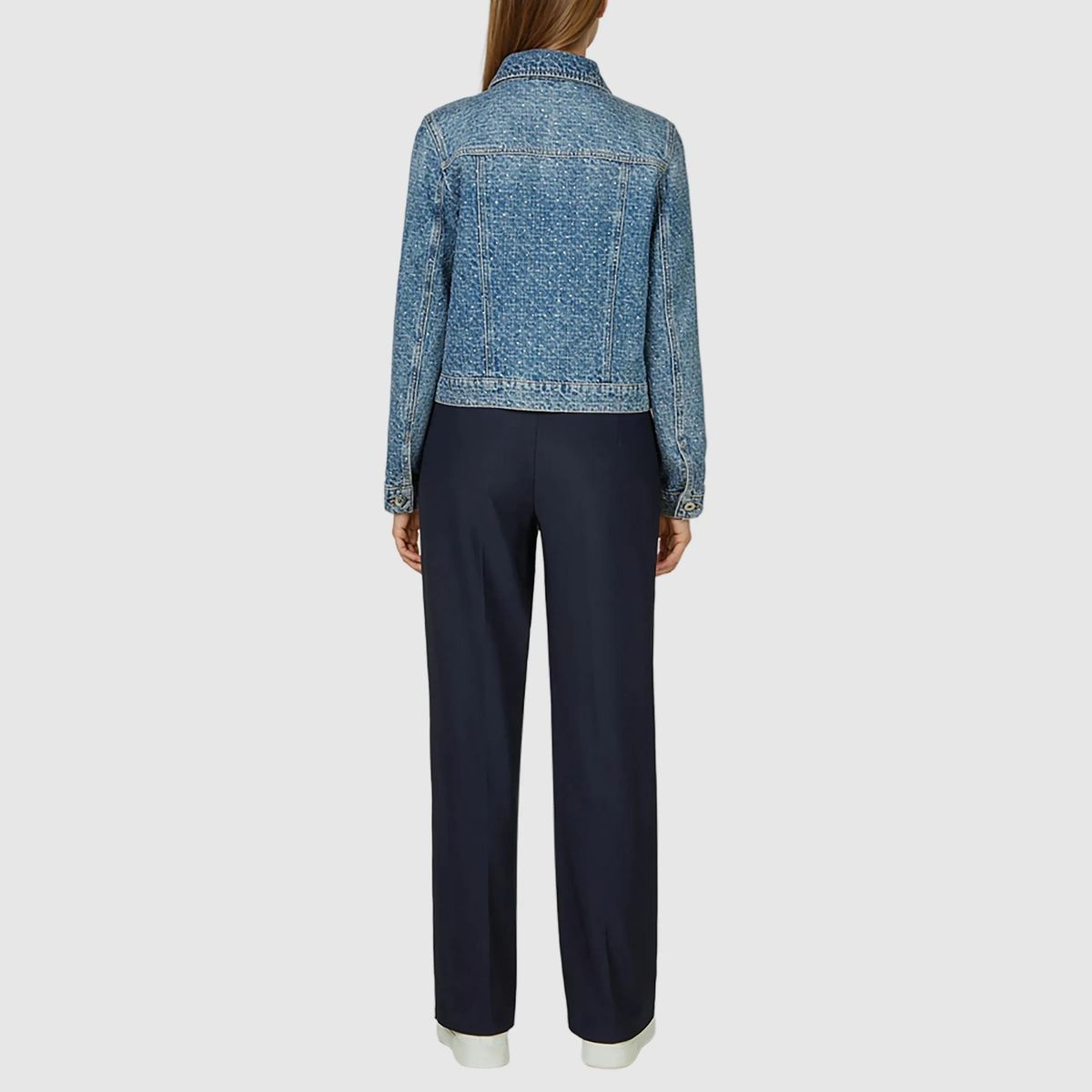 Jeansjacke mit Glitzersteinen, klassische Passform