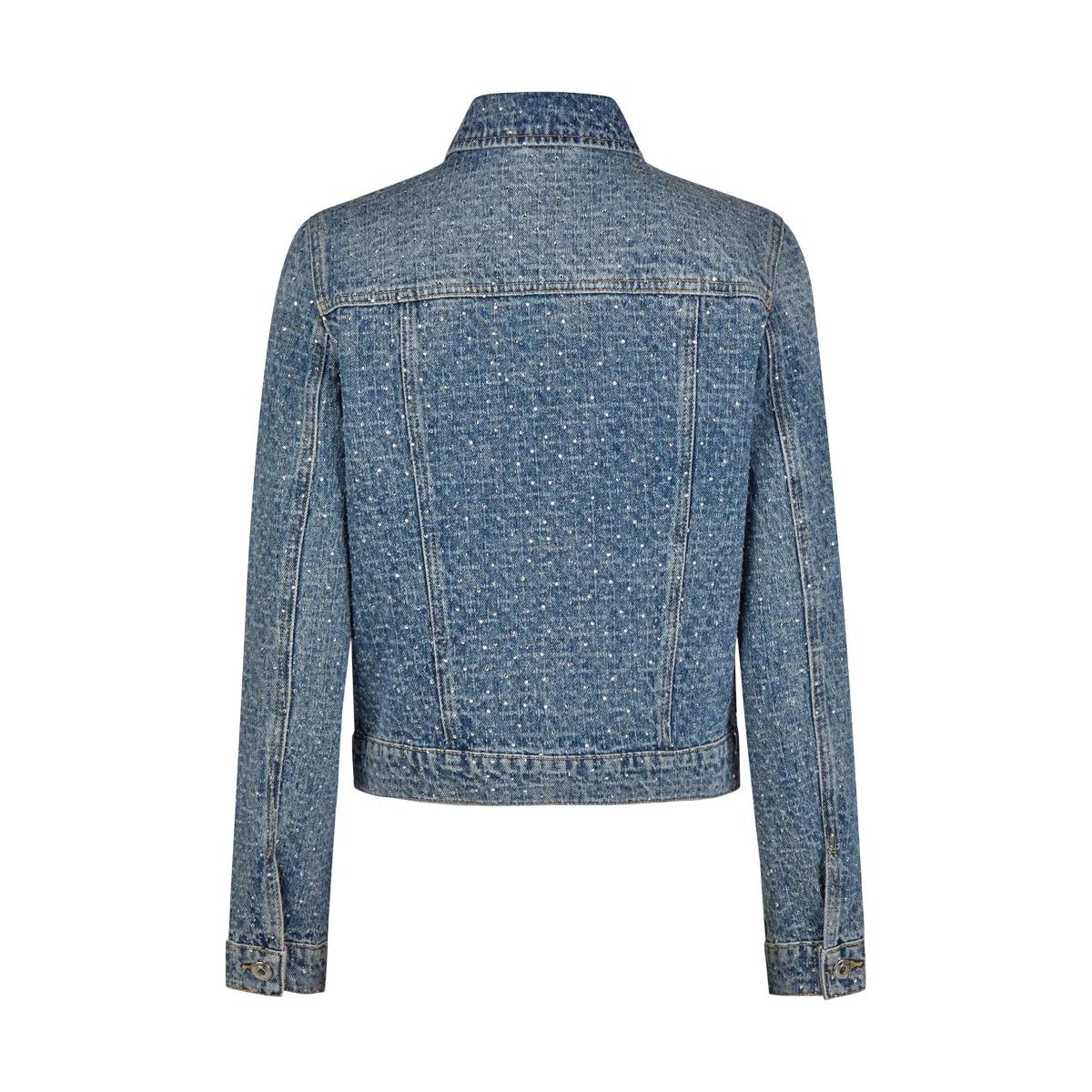Jeansjacke mit Glitzersteinen, klassische Passform