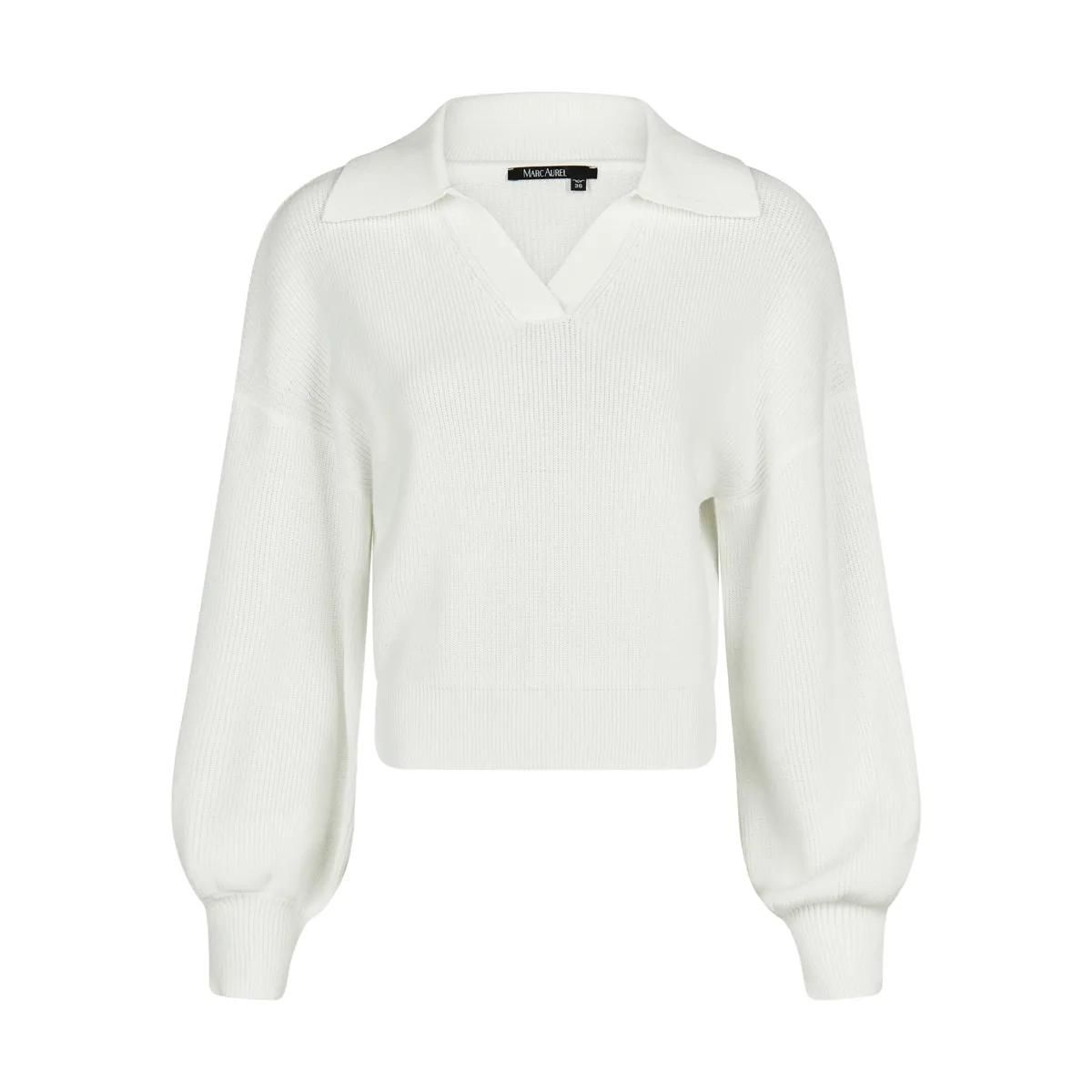 Gerippter Strickpullover mit Polokragen