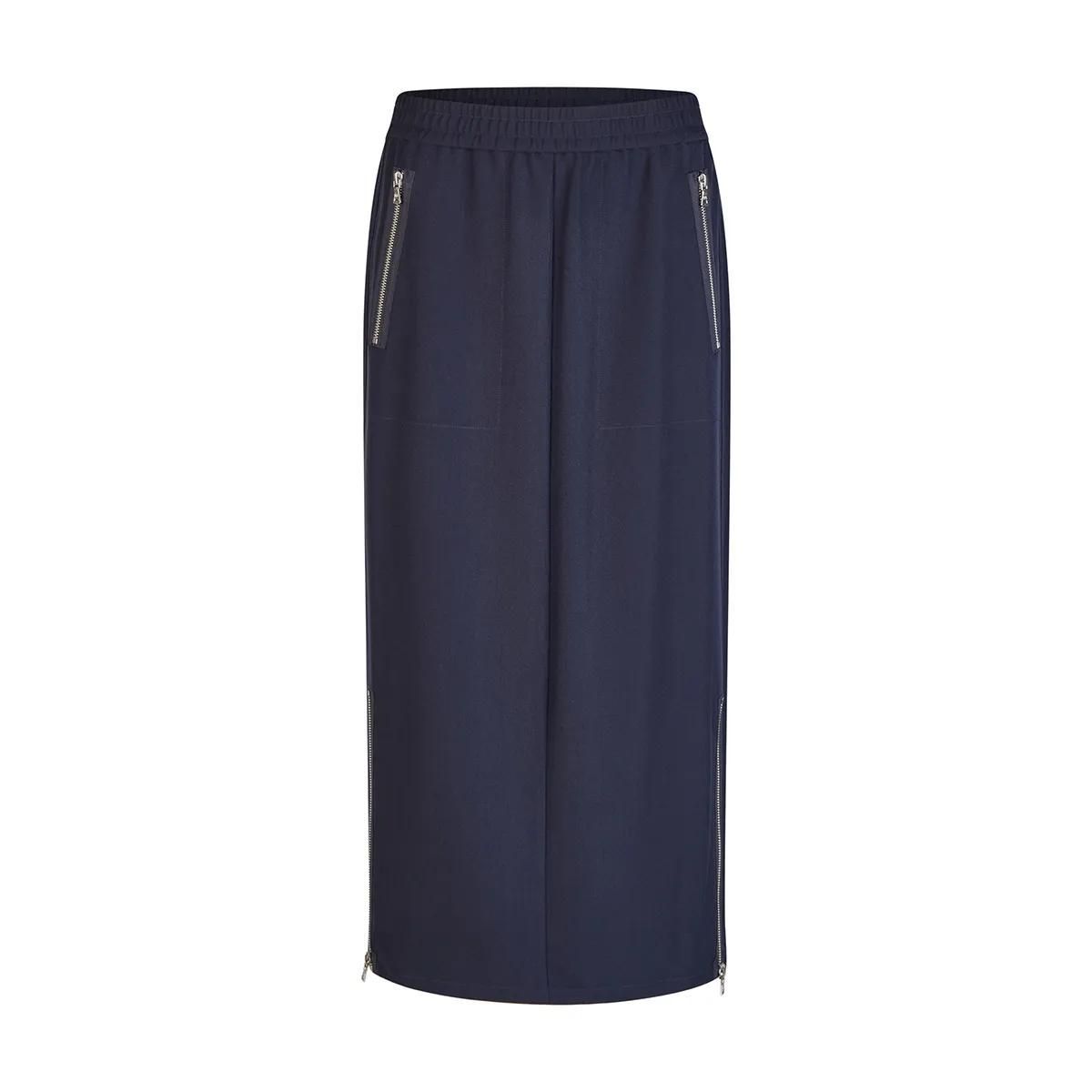 Marineblauer Midi-Rock mit Reißverschlüssen