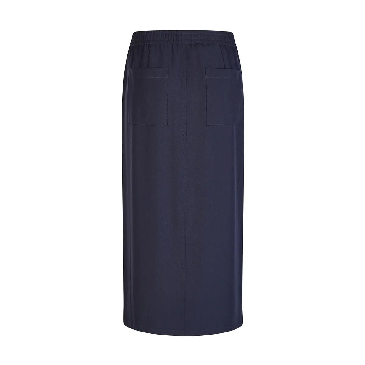 Marineblauer Midi-Rock mit Reißverschlüssen