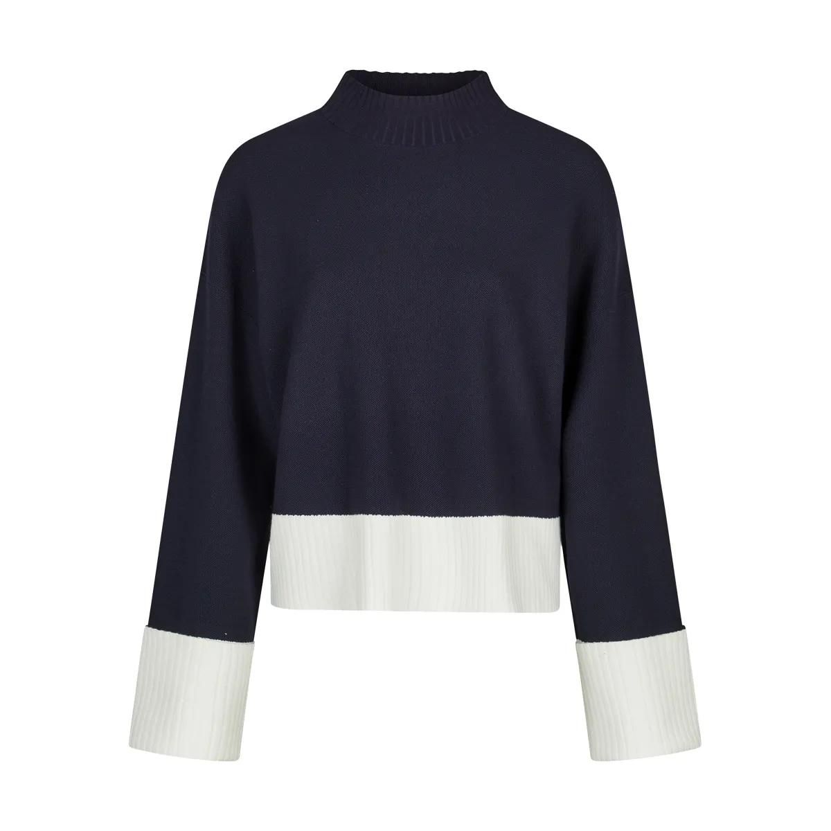 Zweifarbiger Strickpullover mit Rippstrick