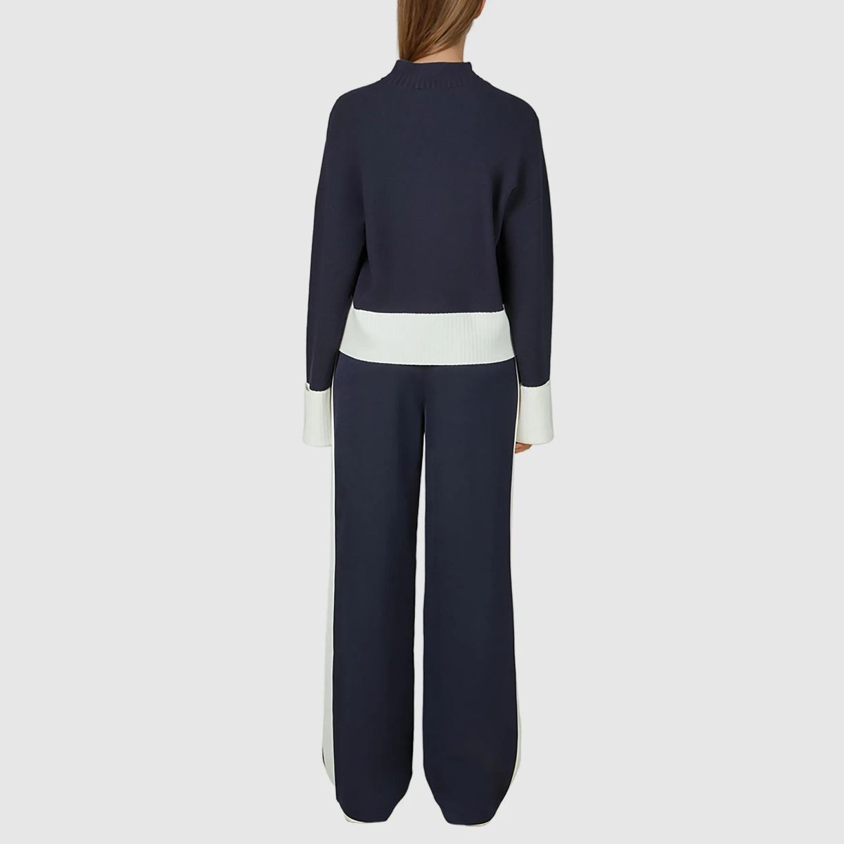 Zweifarbiger Strickpullover mit Rippstrick