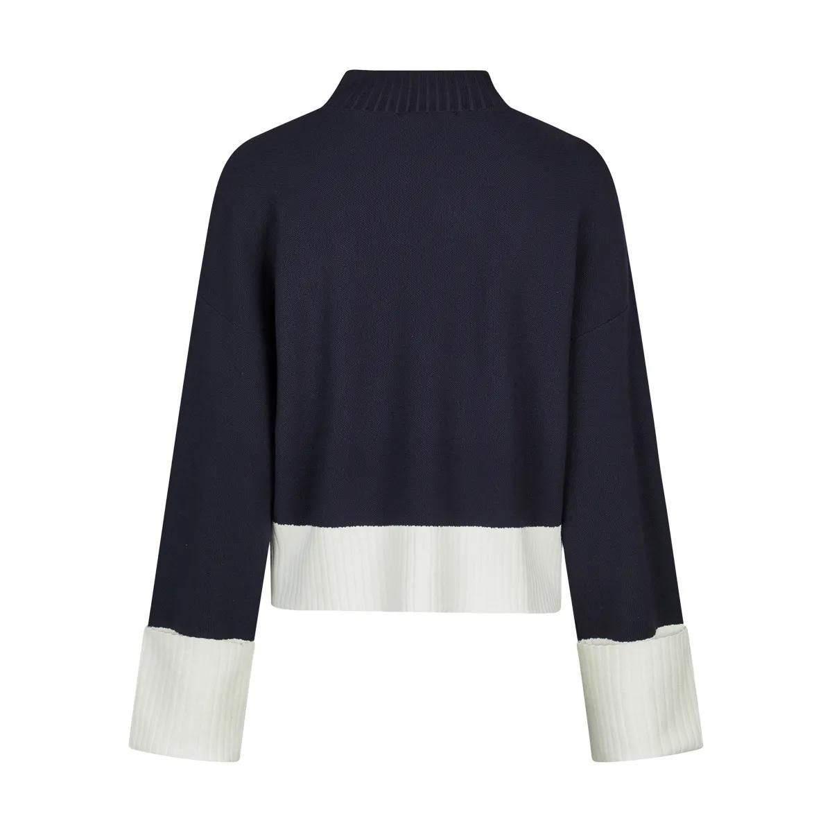 Zweifarbiger Strickpullover mit Rippstrick