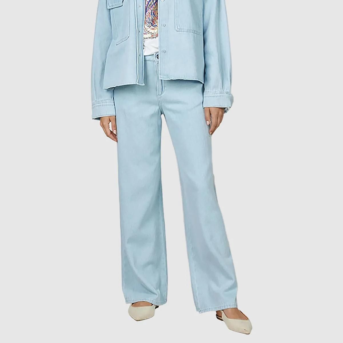 Weite Jeans mit heller Waschung