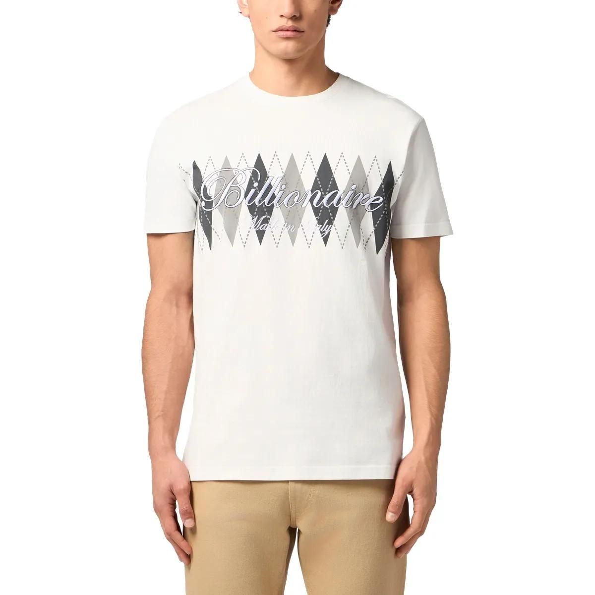 Baumwoll-Jersey-T-Shirt mit Rautenmuster