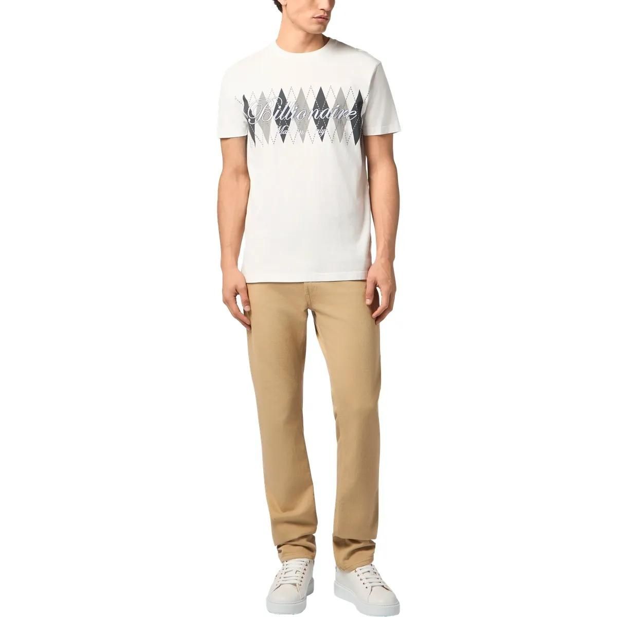 Baumwoll-Jersey-T-Shirt mit Rautenmuster