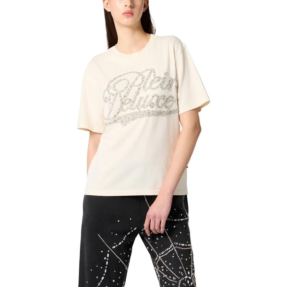 T-Shirt mit Strassgrafik, lockere Passform