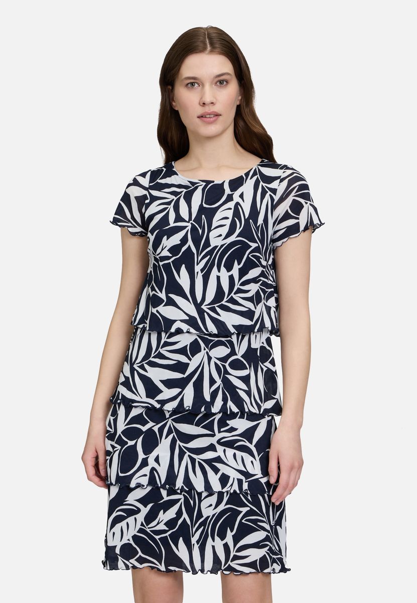 Gestuftes Kleid mit Blattmuster