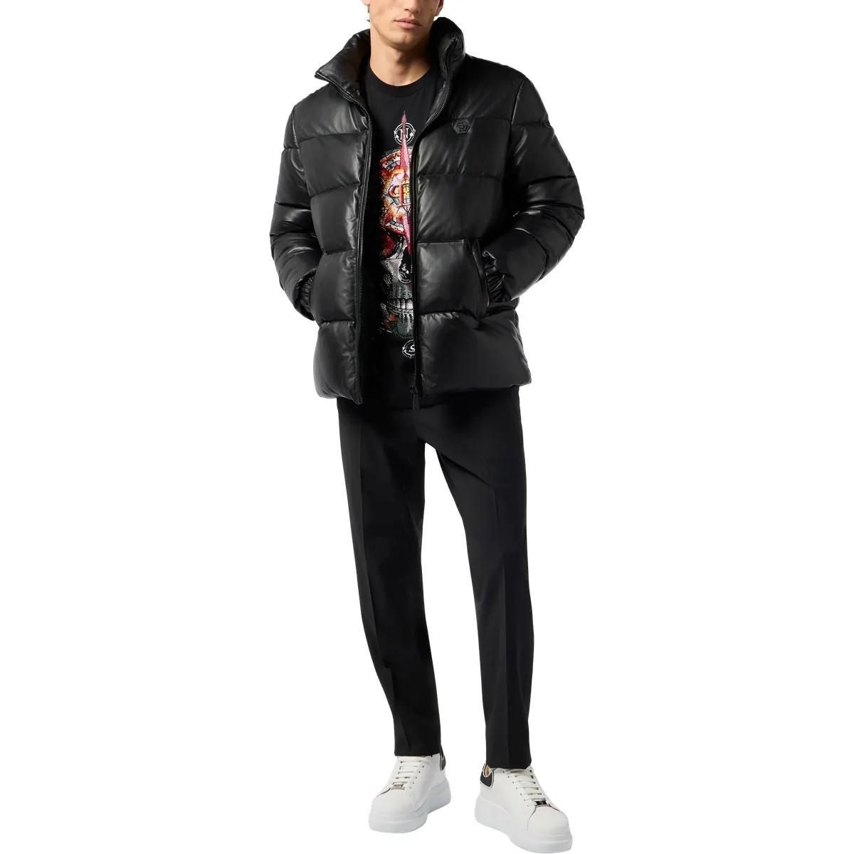 Gepolsterte Daunenlederjacke