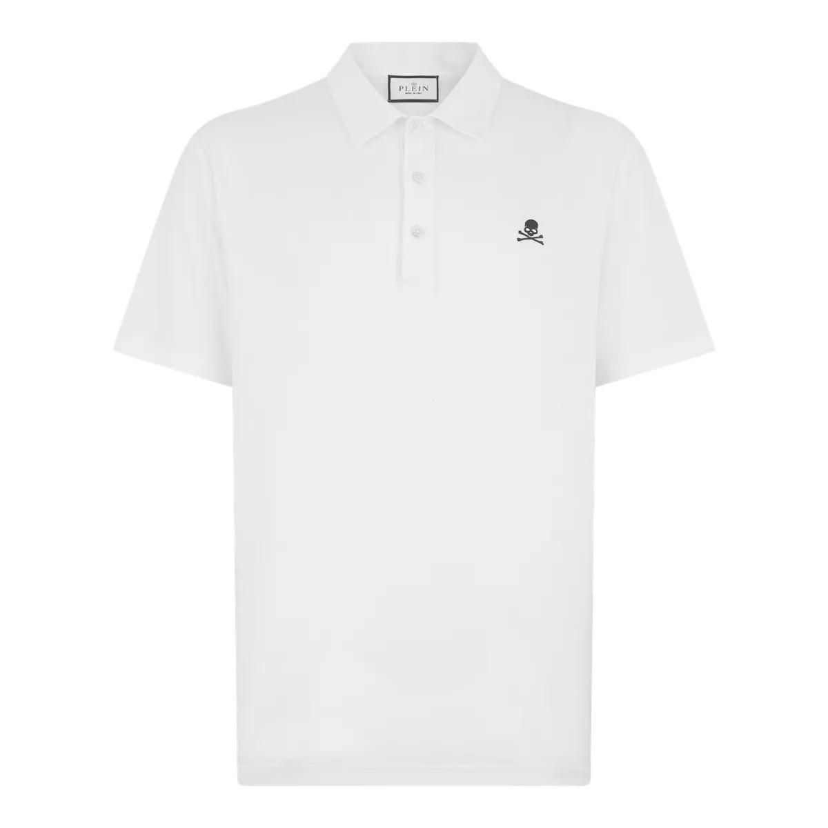 Polohemd aus Baumwolljersey mit Totenkopf-Stickerei