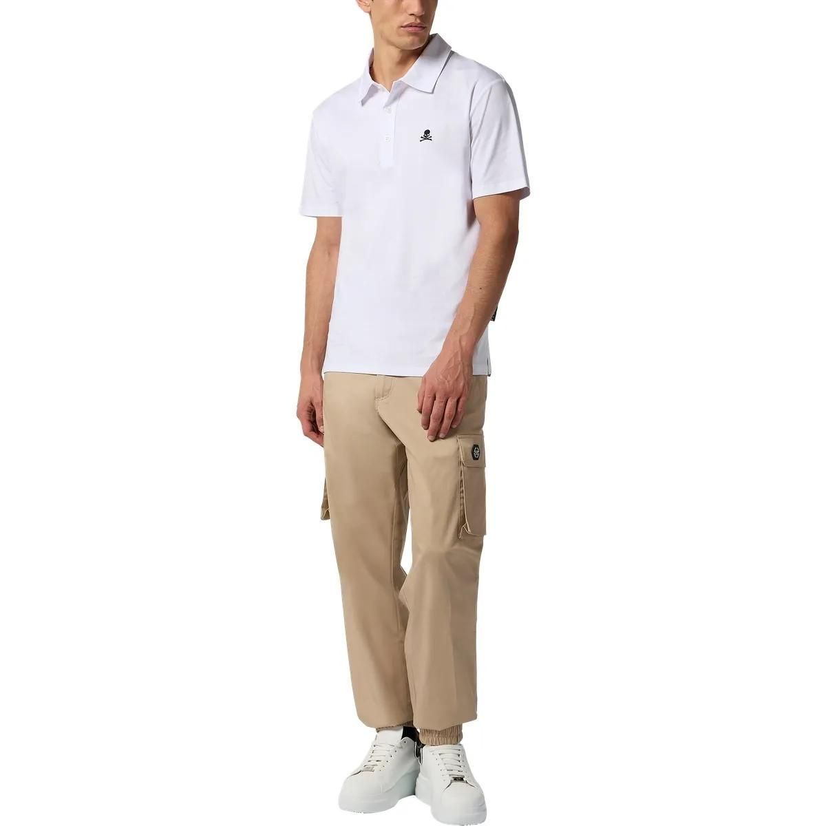 Polohemd aus Baumwolljersey mit Totenkopf-Stickerei