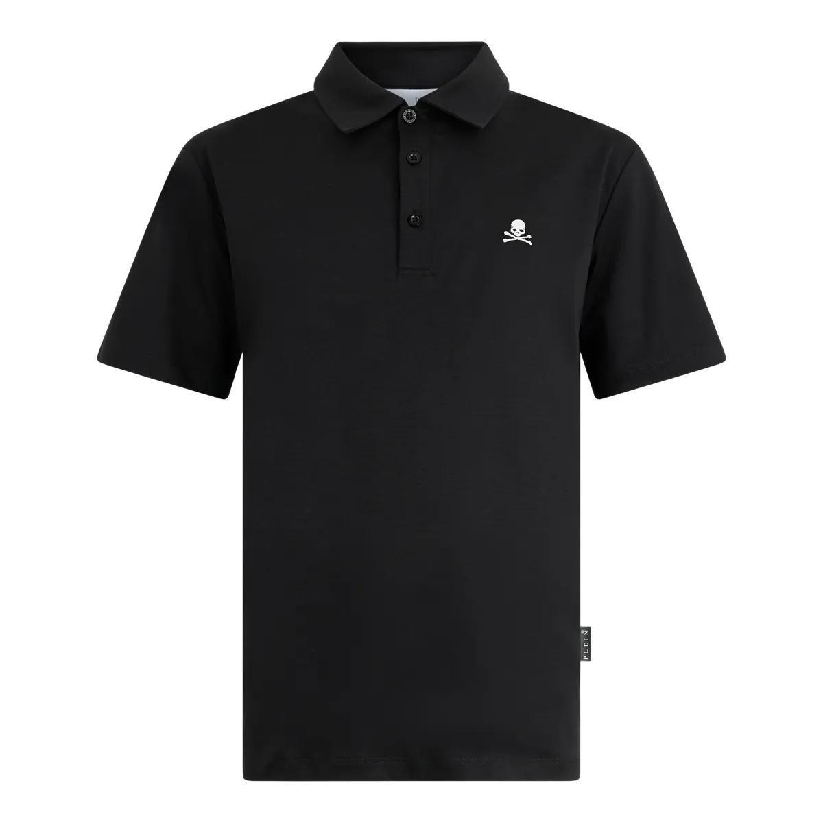 Klassisches Polohemd mit Schädelstickerei