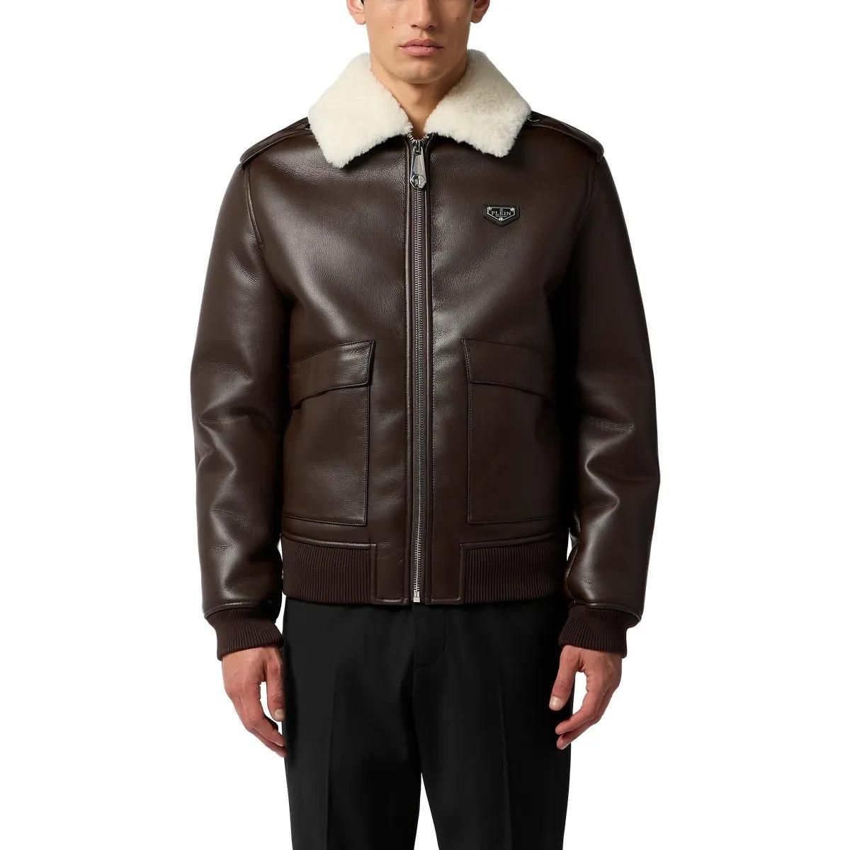 Aviator-Bomberjacke mit Shearling-Kragen