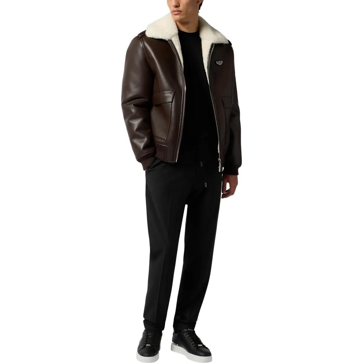 Aviator-Bomberjacke mit Shearling-Kragen