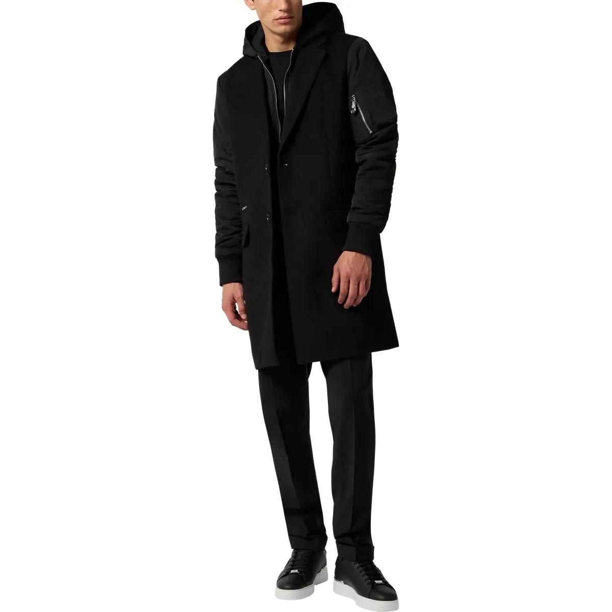 Herren Wollmischmantel mit Kapuze