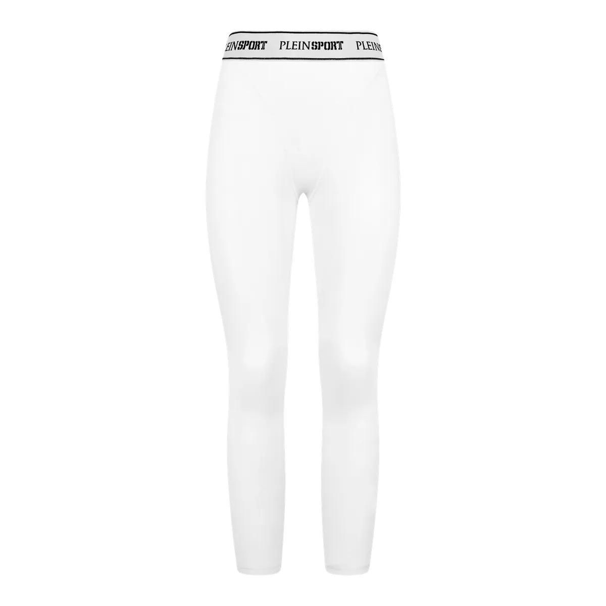 Weiße Fleece-Leggings mit Logo-Bund