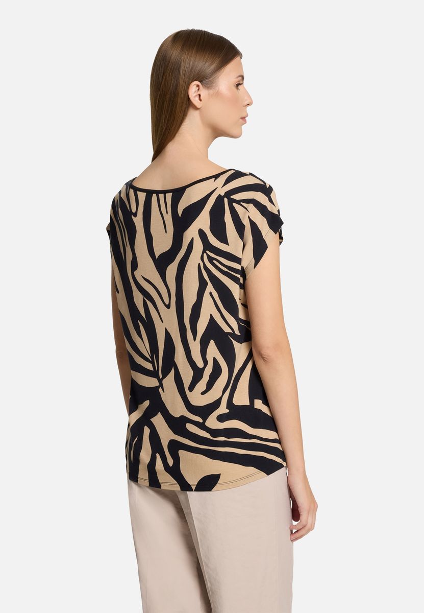 T-Shirt mit Animal-Print-Mix und Strasssteinen