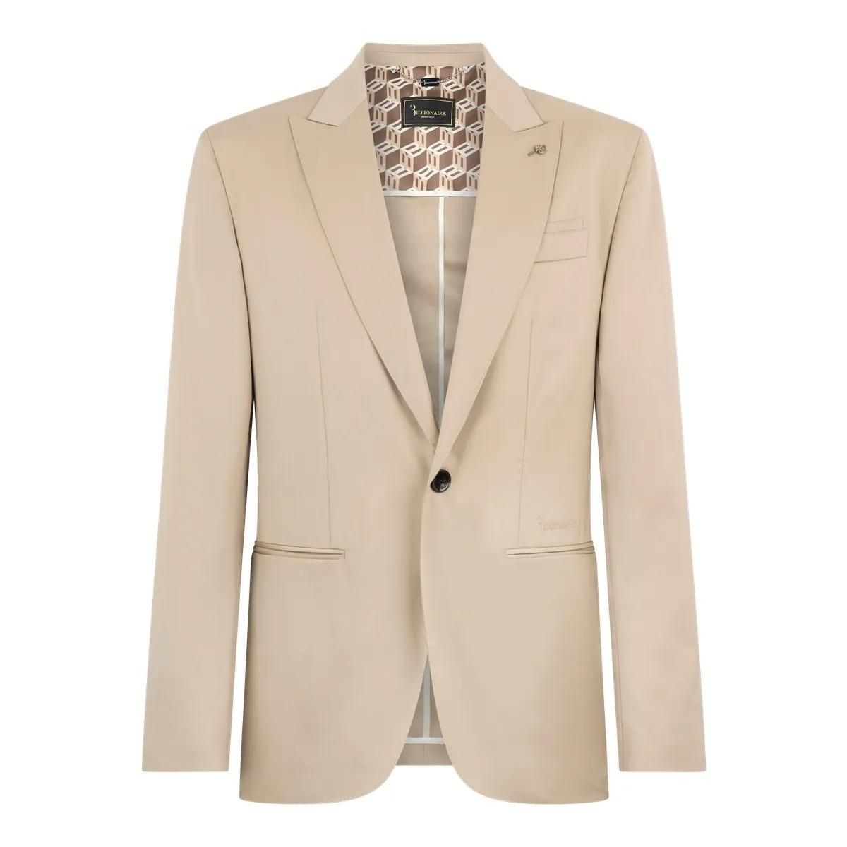 Beiger Wollblazer mit einfachem Knopfverschluss