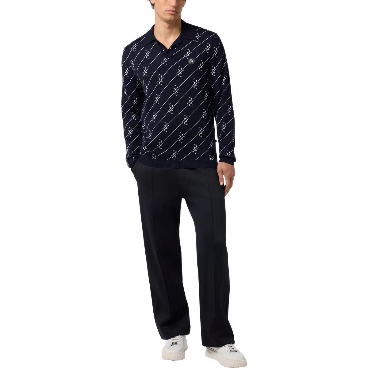 Langärmliges Poloshirt mit Muster