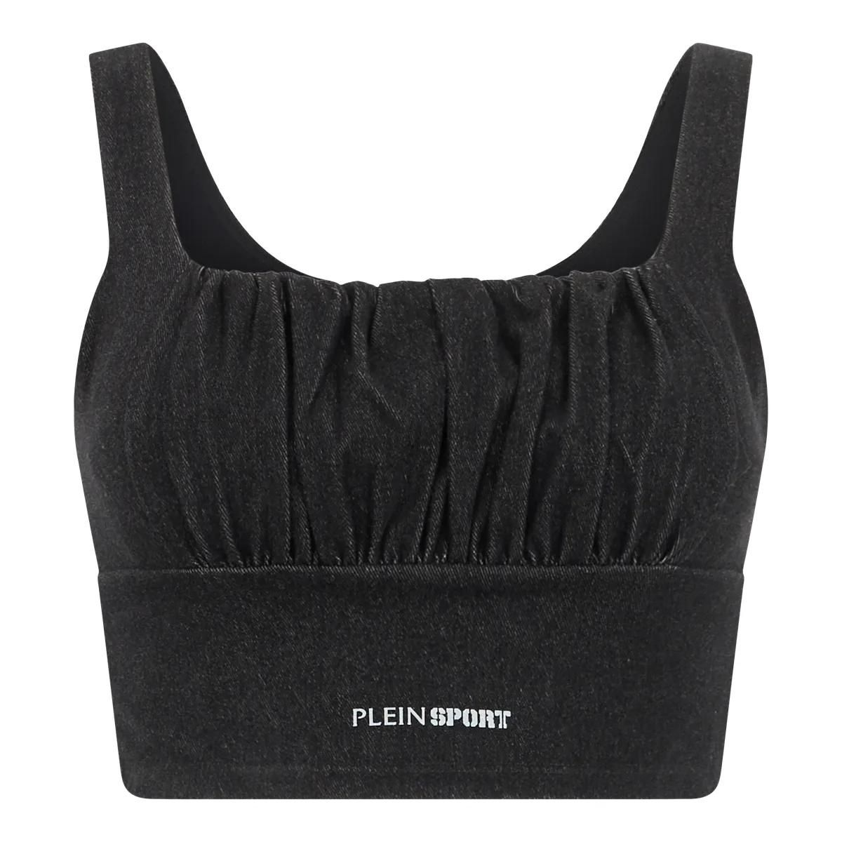 Sportliches Crop-Top im Denim-Look