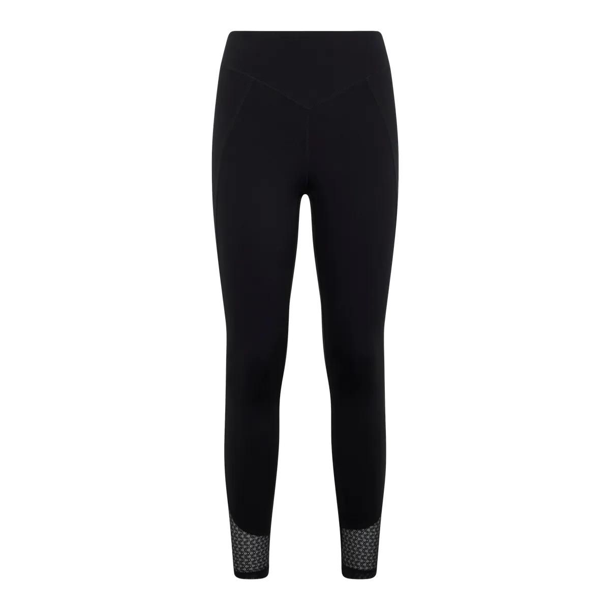 Schwarze, hoch taillierte Leggings mit Mesh-Einsatz