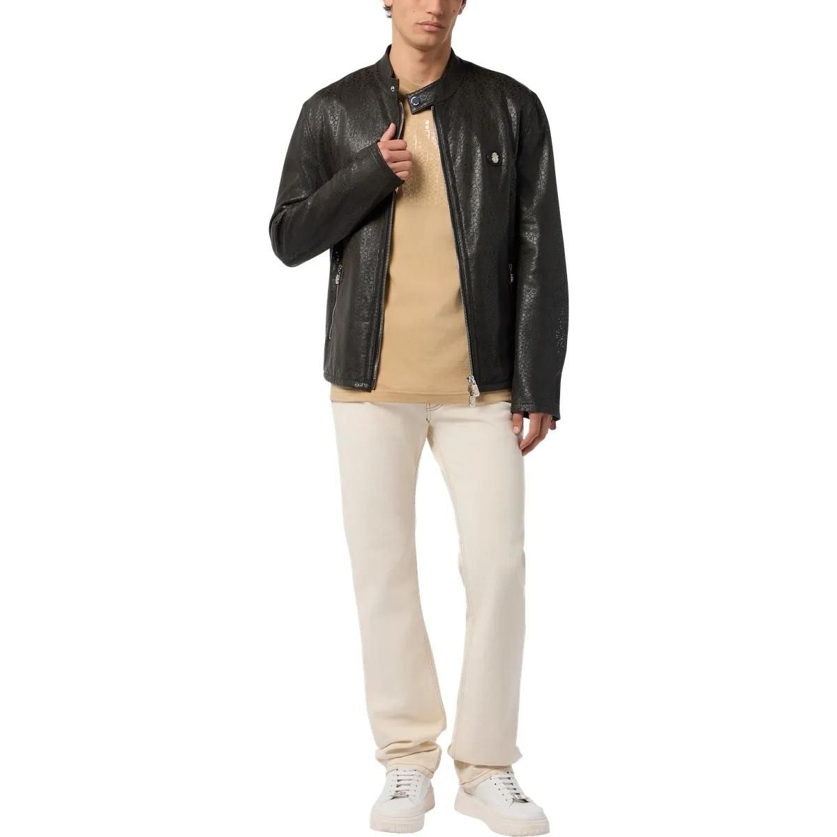 Perforierte Leder-Moto-Jacke