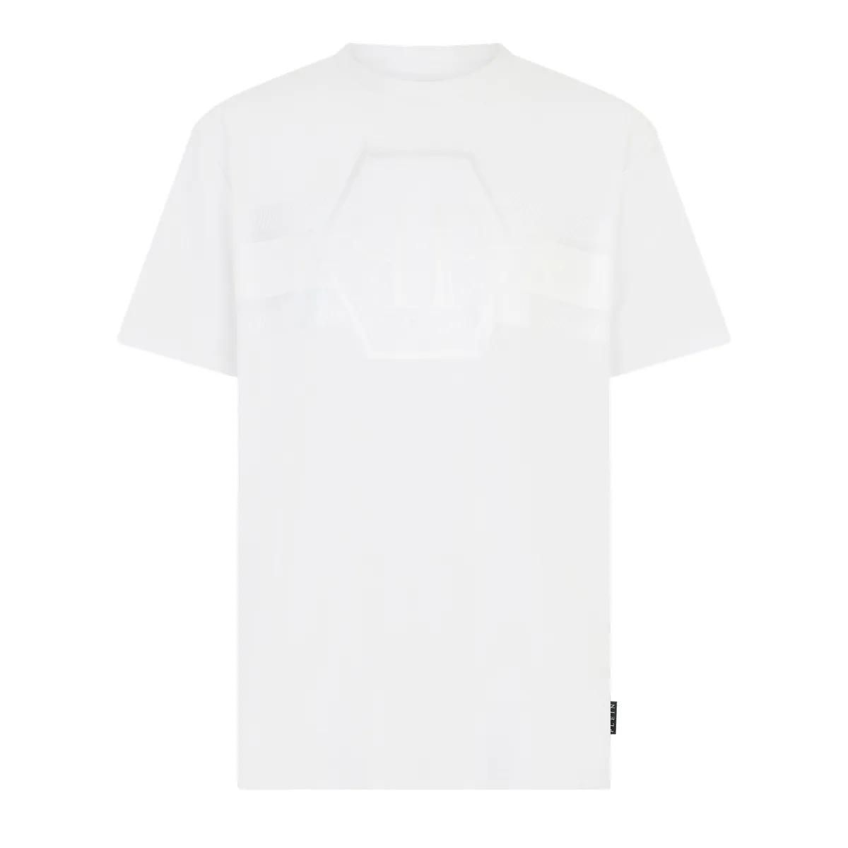 Jacquard Hexagon Line Rundhals T-Shirt