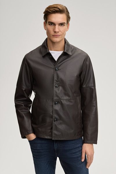 Dunkelbraune Lederjacke Aram